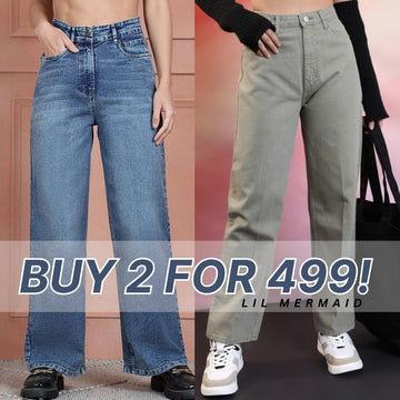 Women's 2-Pack Combo - Straight Fit Jeans Duo |WJ-06
