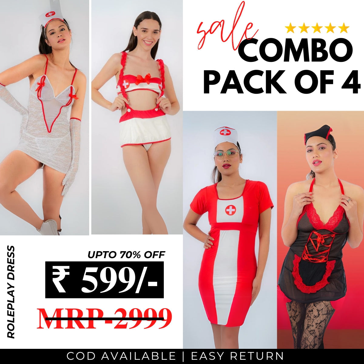 Pack of 4 Roleplay Dresses – Unleash Your Imagination! 🌟|R-03