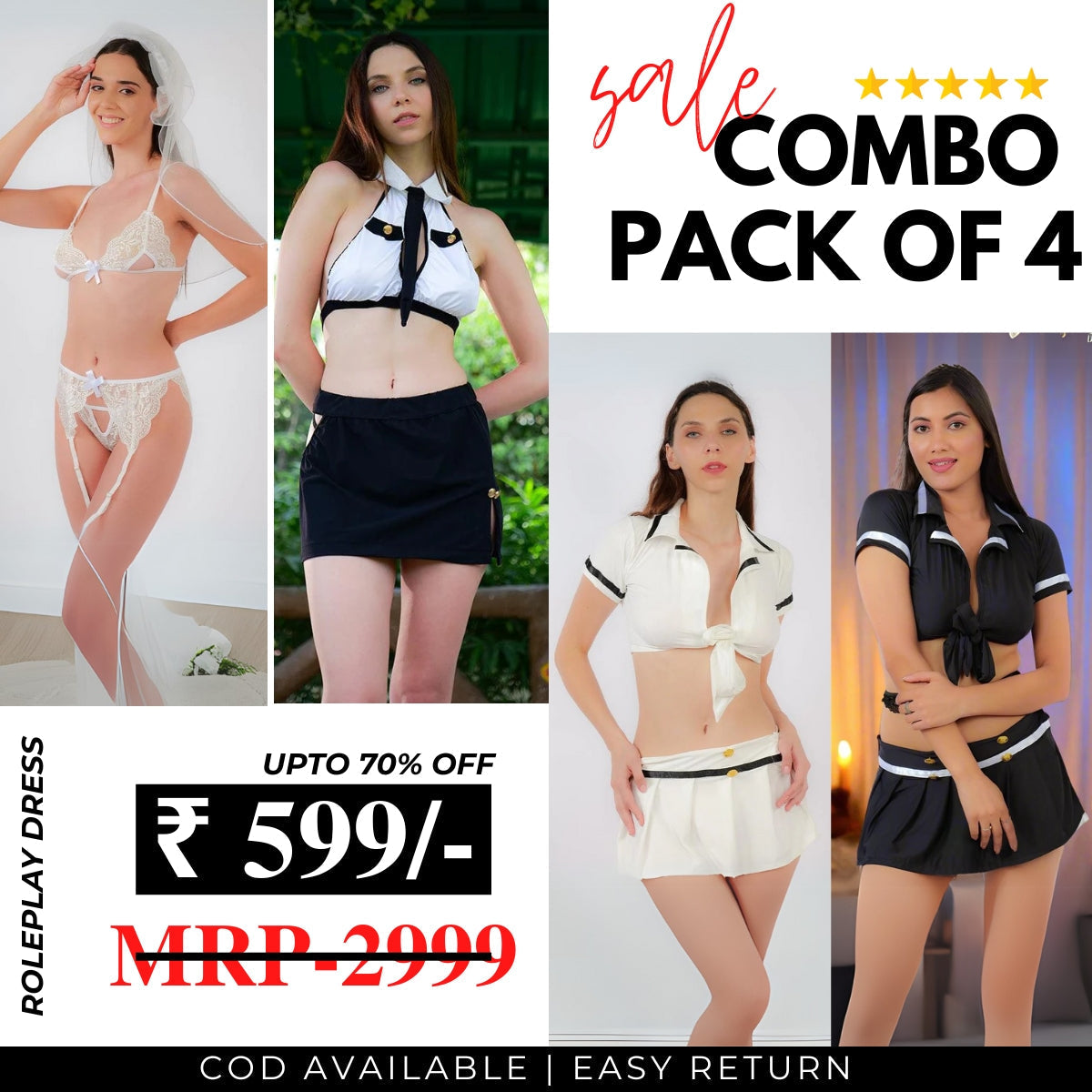 Pack of 4 Roleplay Dresses – Unleash Your Imagination! 🌟|R-05