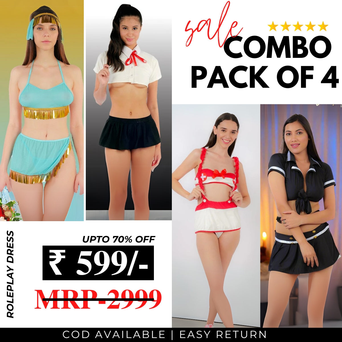 Pack of 4 Roleplay Dresses – Unleash Your Imagination! 🌟|R-07