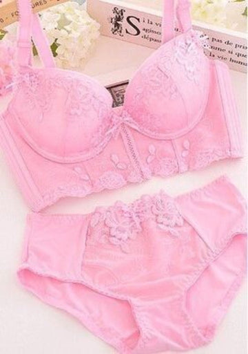 Bra & Panty Set Self Design Orange Lingerie Set