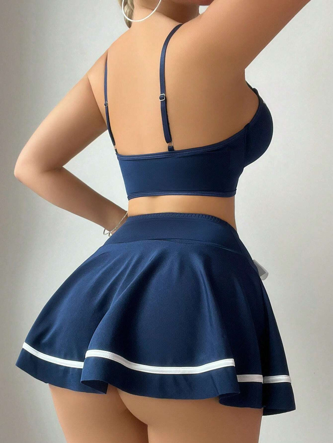 3pcs/Set Sexy Navy Sailor Costume: Halter Crop Top
