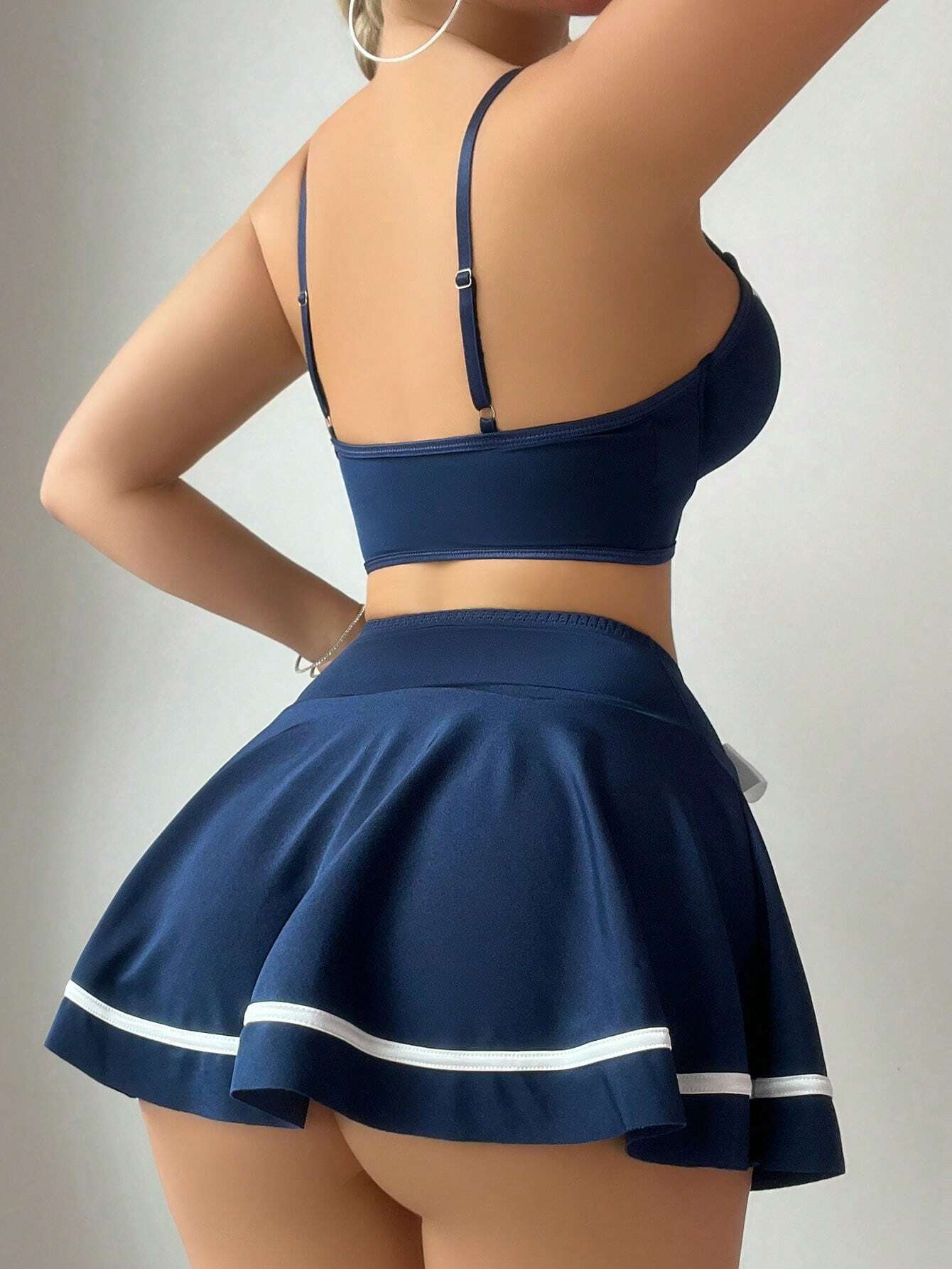 3pcs/Set Sexy Navy Sailor Costume: Halter Crop Top