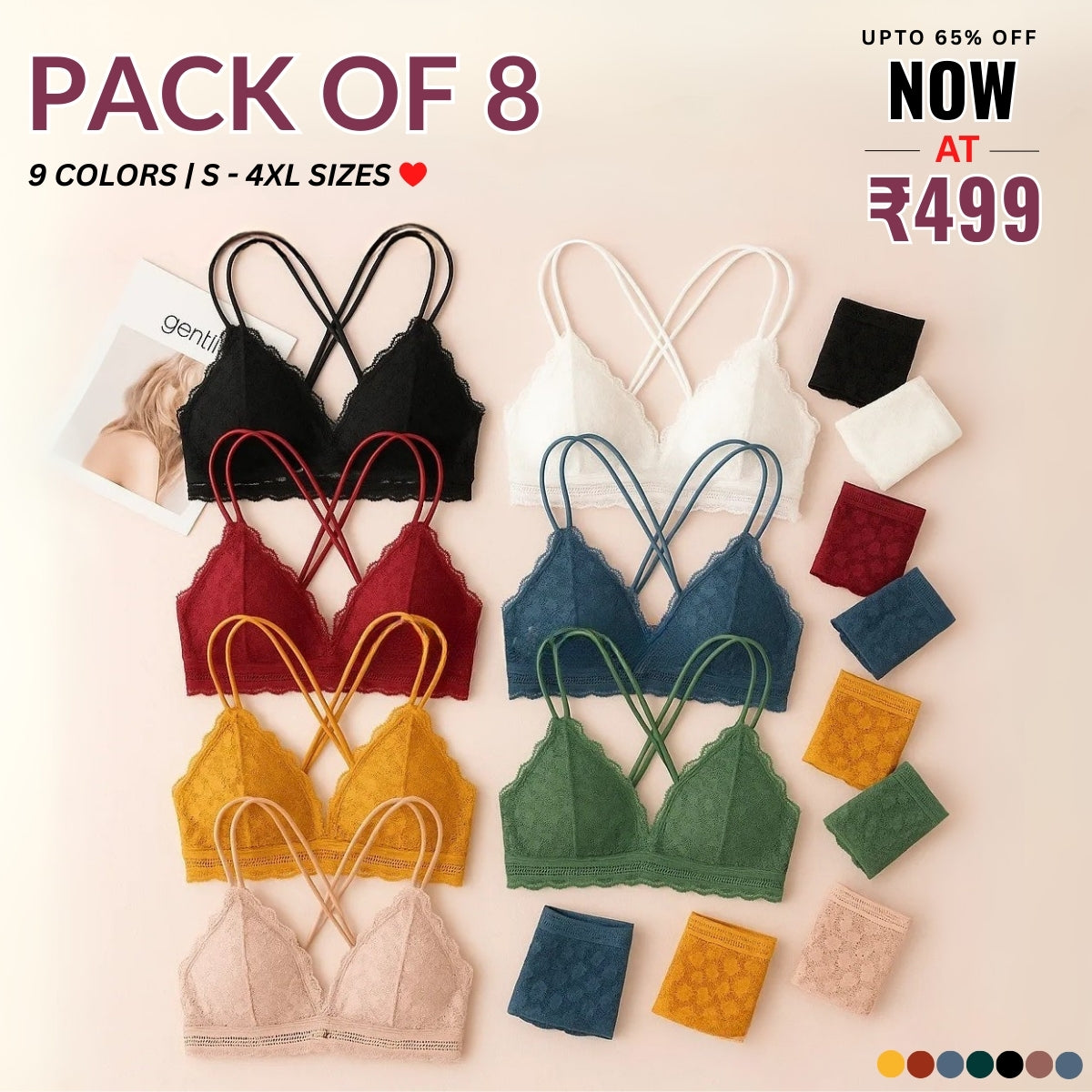8-Piece Lingerie Combo – Feel Fabulous Every Day | BP-057