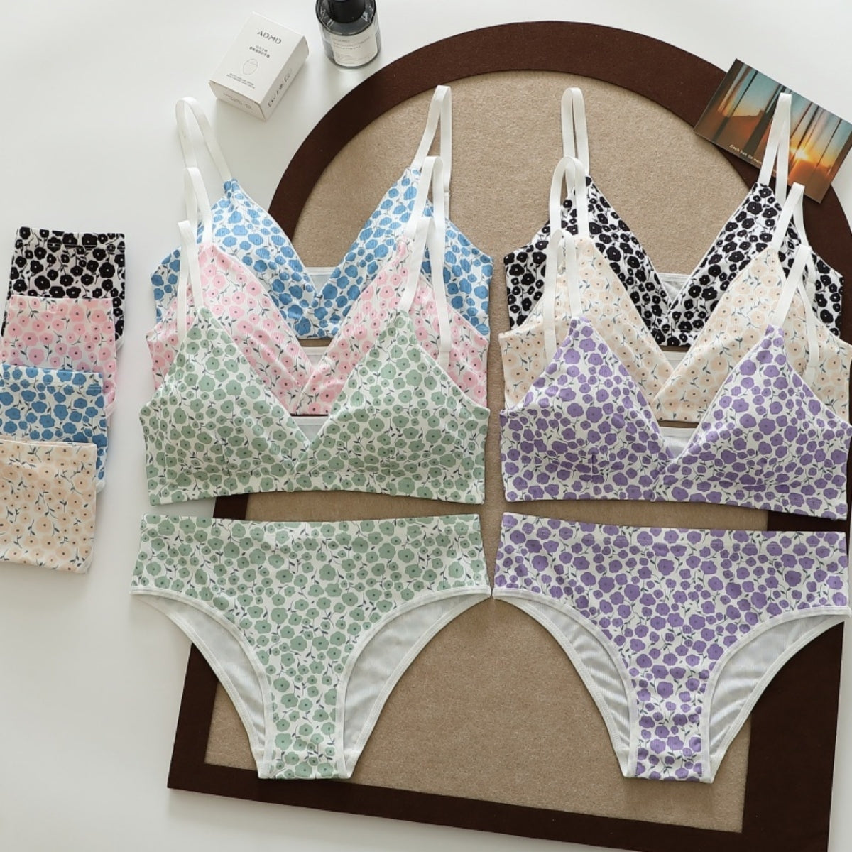 (Pack of 10) Women's Striped Bra & Panty Lingerie Set for Girl's Combo  | L-63