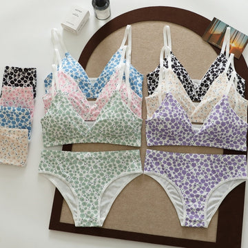 (Pack of 10) Women's Striped Bra & Panty Lingerie Set for Girl's Combo  | L-63