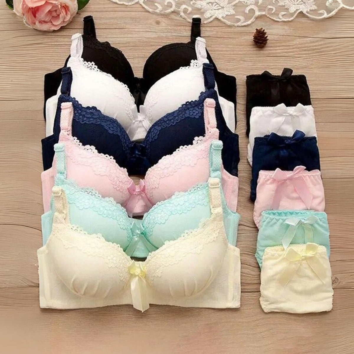 (Pack of 8) Women's  Bra Panty Lingerie Set for Girl's Combo | L-01