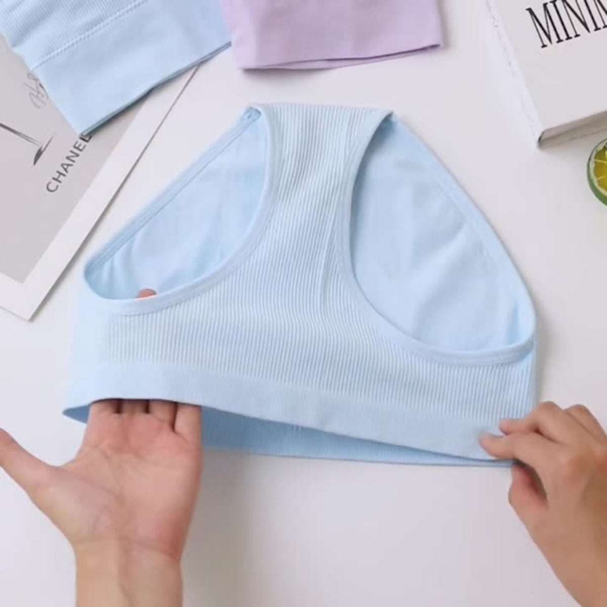 (Pack of 10) Women's Striped Bra & Panty Lingerie Set for Girl's Combo -by Zivina | L-64