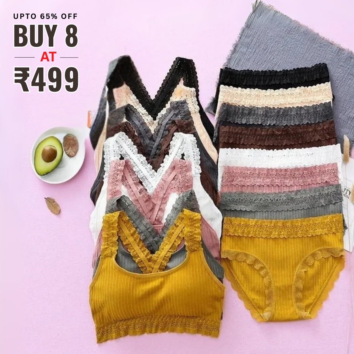 (Pack of 8 )Soft Touch – Cotton Comfort Lingerie Pack| Stylish, Comfortable & Affordable | LP-08