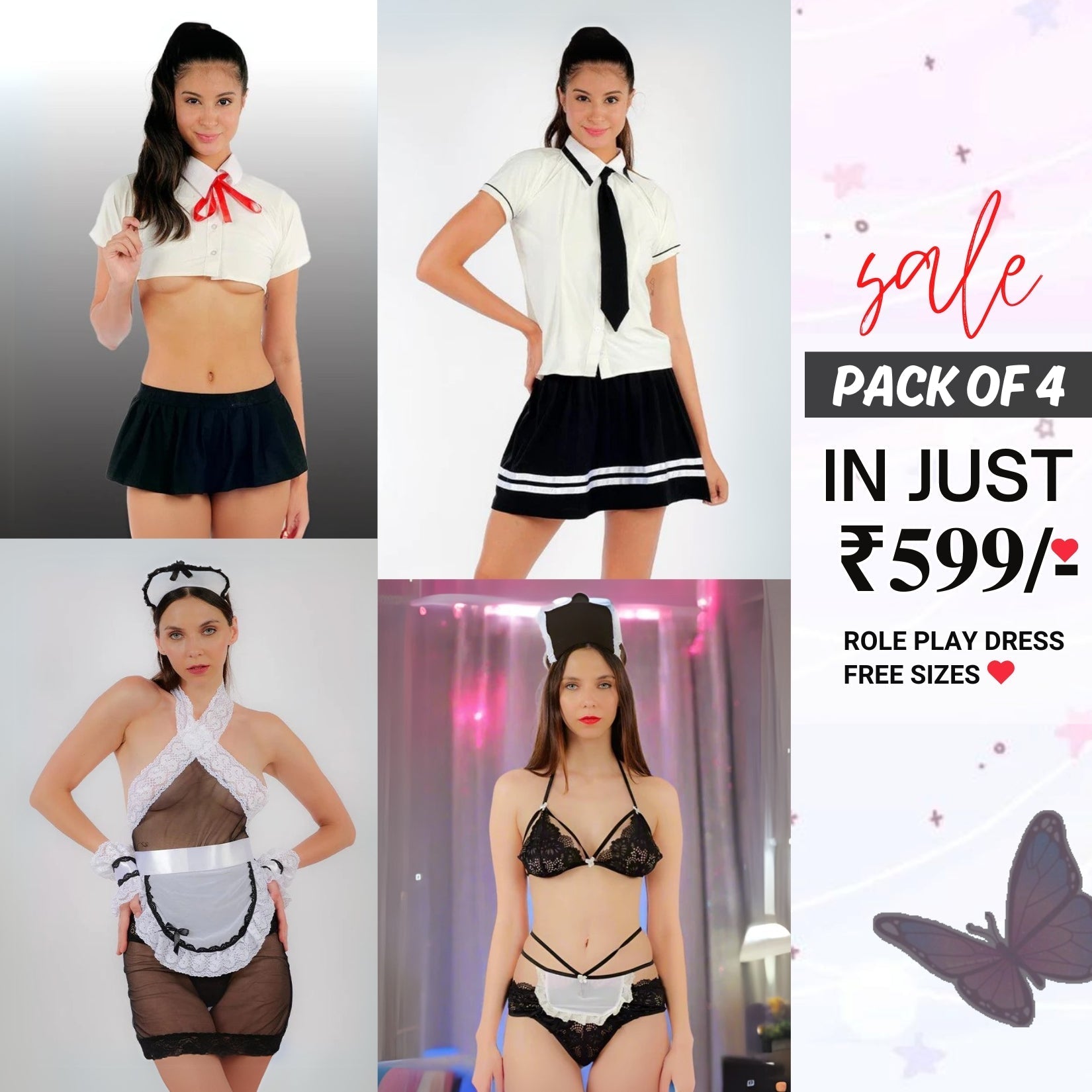Pack of 4 Roleplay Dresses – Unleash Your Imagination! 🌟|R-02