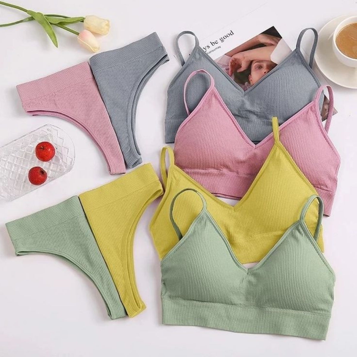 (Pack of 8) Women's  Bra Panty Lingerie Set for Girl's Combo | L-07