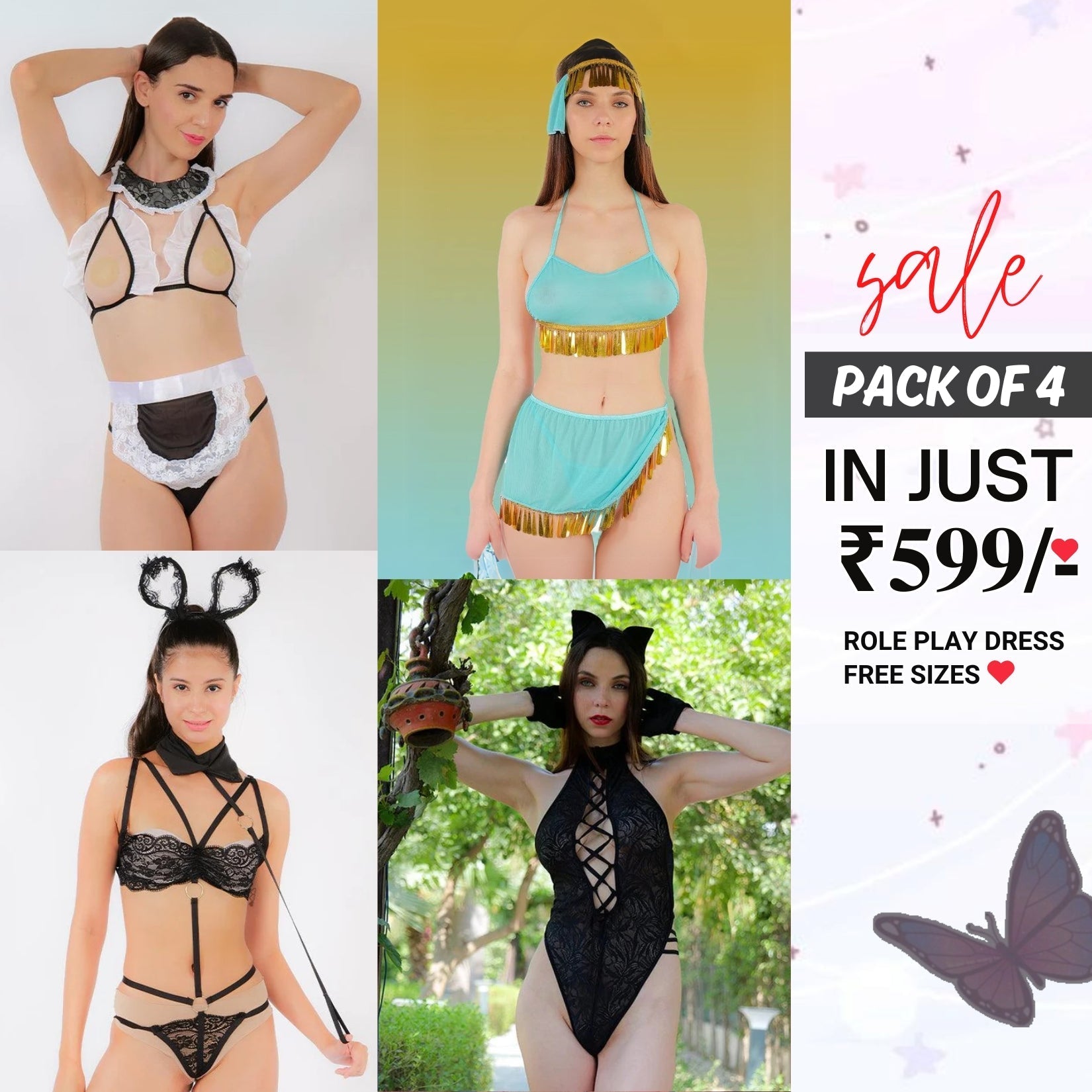 Pack of 4 Roleplay Dresses – Unleash Your Imagination! 🌟|R-04