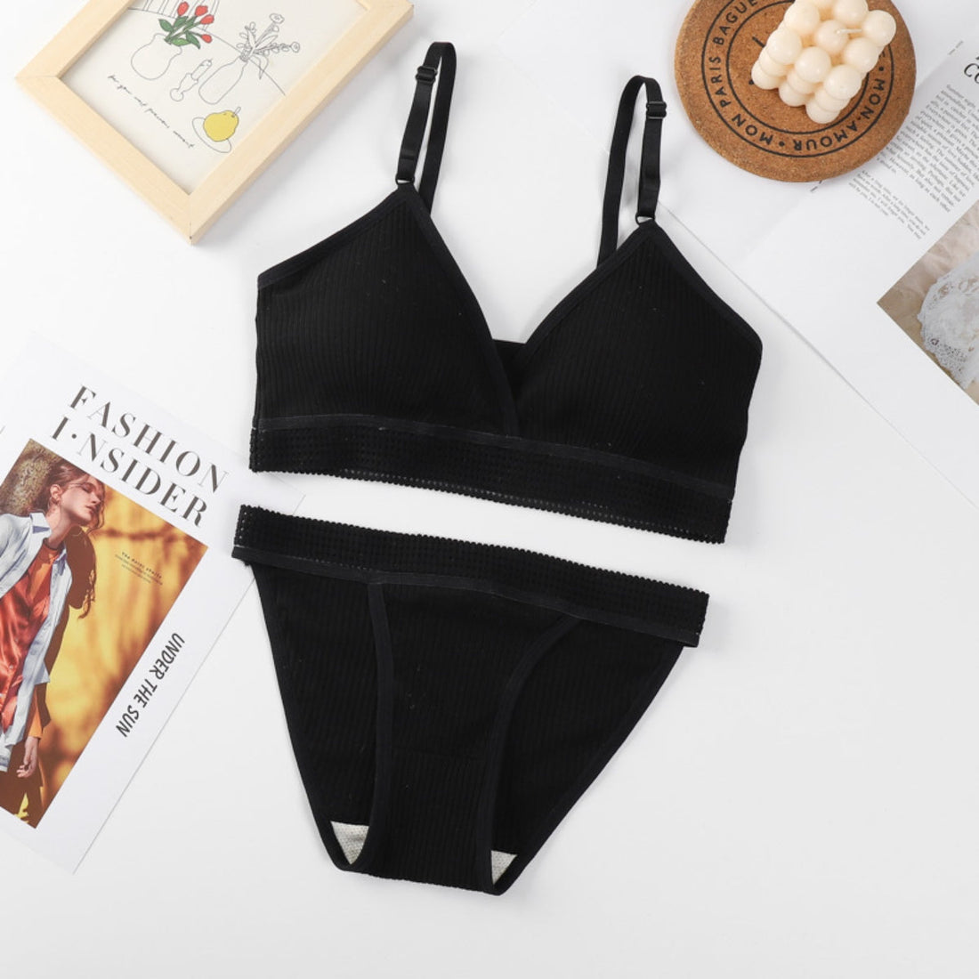 Women's Free Bra & Panty Lingerie Set for Girl's Combo (Pack of 10)-by Zivina | L-67