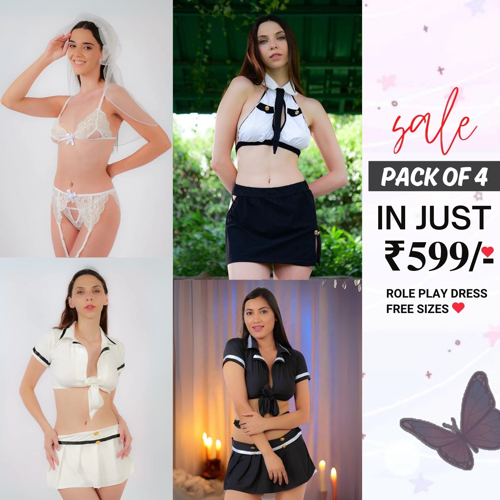 Pack of 4 Roleplay Dresses – Unleash Your Imagination! 🌟|R-05