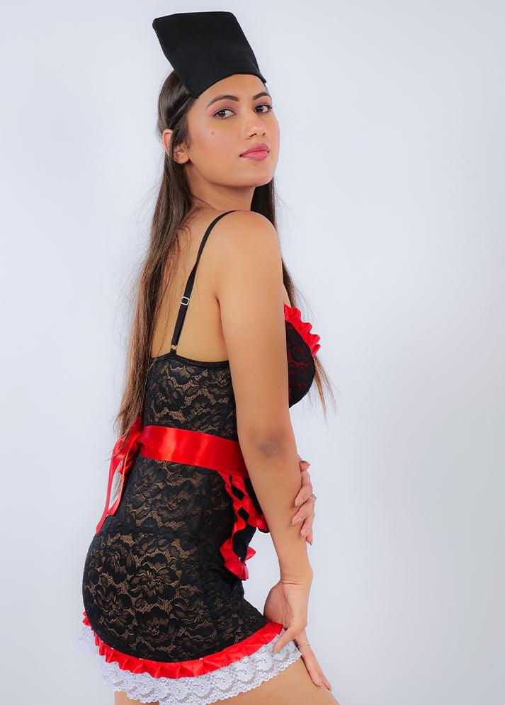 Lace Fitted Chemise With Ribbon Lace | RD-10