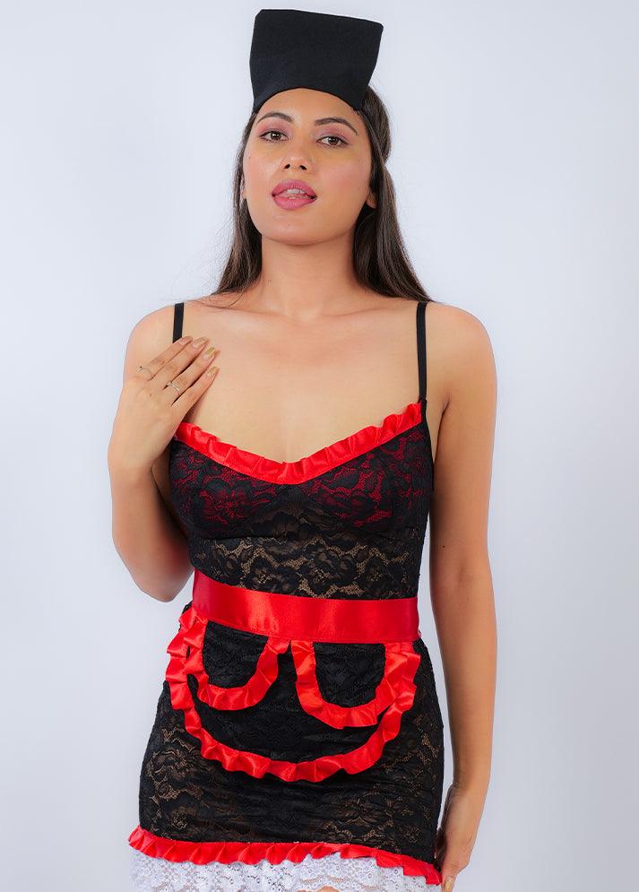 Lace Fitted Chemise With Ribbon Lace | RD-10