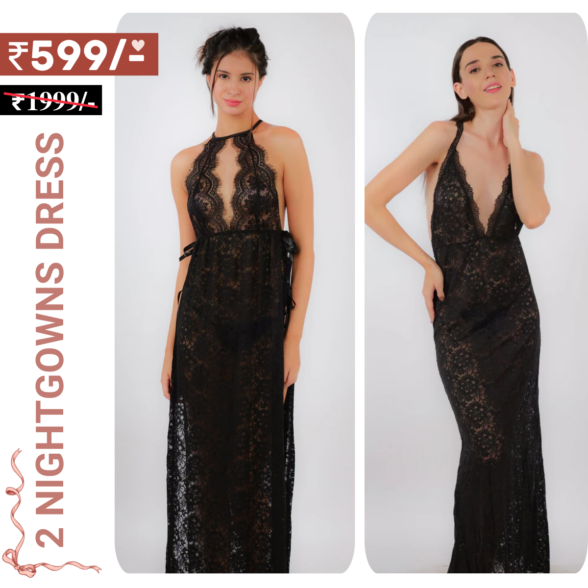 2 Combo Women Night Gowns: The Perfect Nightwear Duo | N-07