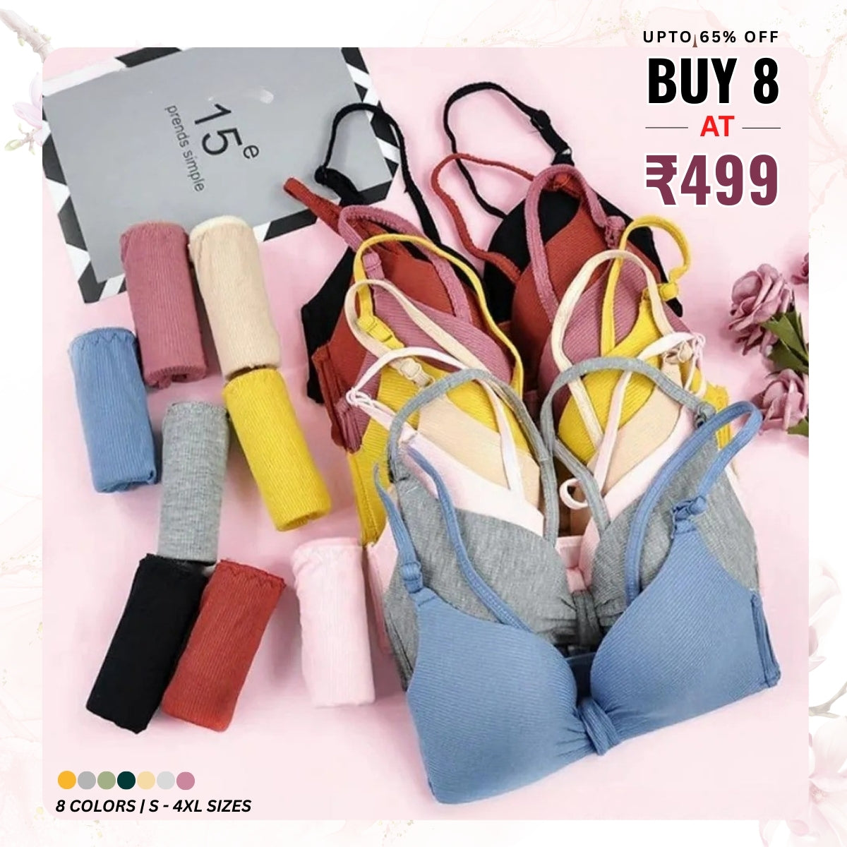 (Pack of 8) Women's  Bra and Panty Lingerie Set for Women | Every Occassion | L-06