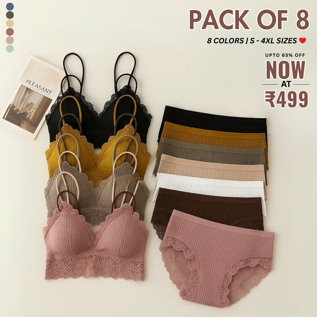 (Pack of 8 )Soft Touch – Cotton Comfort Lingerie Pack| Stylish, Comfortable & Affordable | LP-06