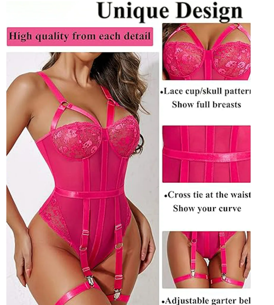 Pink Obsession Garter Set & Bodysuit | RD-40