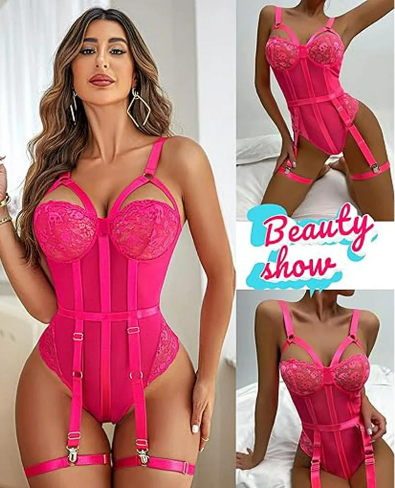 Pink Obsession Garter Set & Bodysuit | RD-40