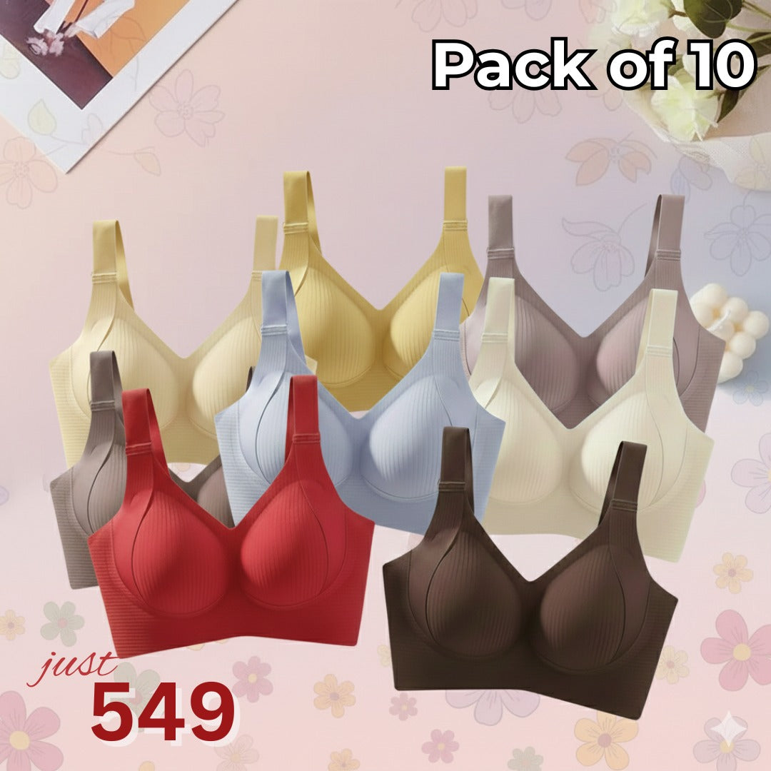Pack of 10 (Combo) Women’s Seamless Push-Up Bra – Daily Wear